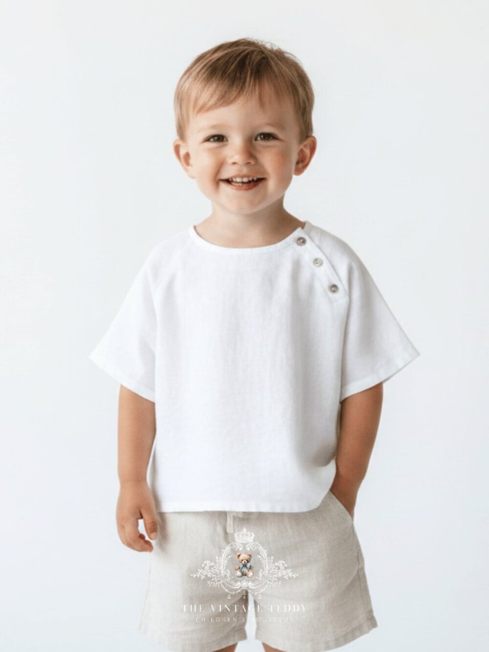 NWT Cute Boys Short Sleeve Shirt Kids Tops Casual Spring & Summer White 5T
